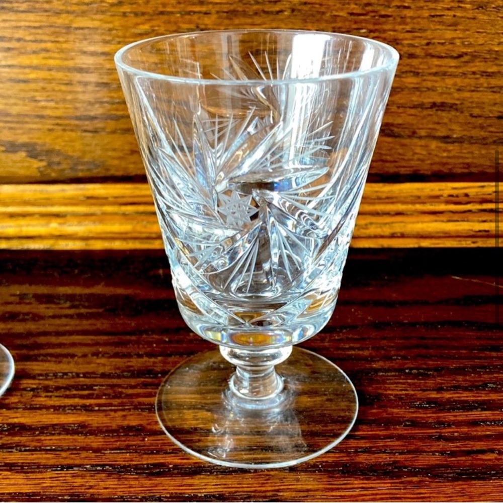 3pc Pinwheel Crystal Footed Juice Glass *Excellent for Cocktails*